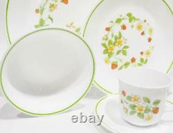 EUC Vtg. 21-pc Corelle STRAWBERRY Sunday SUNDAE DINNERWARE SET withServing Platter