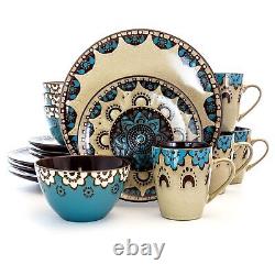 Elama Clay Heart 16 Piece Luxurious Stoneware Dinnerware with Complete Setting