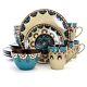 Elama Clay Heart 16 Piece Luxurious Stoneware Dinnerware with Complete Setting
