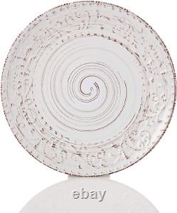 Elama Embossed Stoneware Ocean Dinnerware Dish Set, 16 Piece, Seashell and White