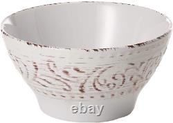 Elama Embossed Stoneware Ocean Dinnerware Dish Set, 16 Piece, Seashell and White