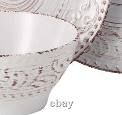 Elama Embossed Stoneware Ocean Dinnerware Dish Set, 16 Piece, Seashell and White