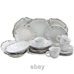 Elama Fleur De Lys 20-Piece Dinnerware Set in White