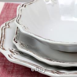 Elama Fleur De Lys 20-Piece Dinnerware Set in White