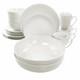 Elama Iris 32 Piece Porcelain Dinnerware Set with 2 Large Serving Bowls in White
