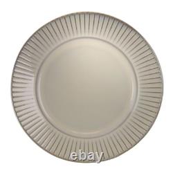 Elama Market Finds 16 Piece Round Stoneware Dinnerware Set in Embossed White