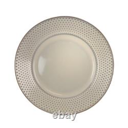 Elama Market Finds 16 Piece Round Stoneware Dinnerware Set in Embossed White