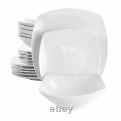 Elama Newman 18 Piece Square Porcelain Dinnerware Set in White