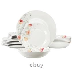 Elama Poppy 18 Piece Porcelain Dinnerware Set, Service for 6