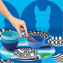 Elegant 12-Piece Black & White Dinnerware Set for Stylish Dining