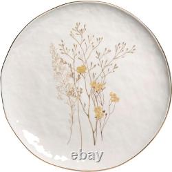 Elegant 12-Piece Stoneware Dinnerware Set for 4 Glossy White & Gold Trim