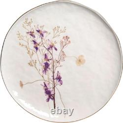 Elegant 12-Piece Stoneware Dinnerware Set for 4 Glossy White & Gold Trim