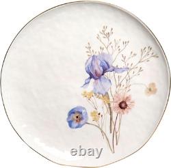 Elegant 12-Piece Stoneware Dinnerware Set for 4 Glossy White & Gold Trim