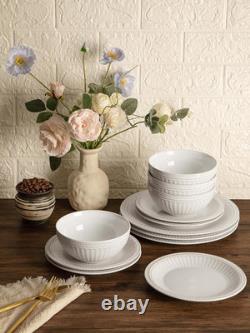 Elegant 15-Piece White Dinnerware Set for 4 with Serving Platters
