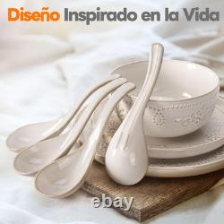 Elegant 16-Piece Ceramic Dinnerware Set for 4, Dishwasher & Microwave Safe