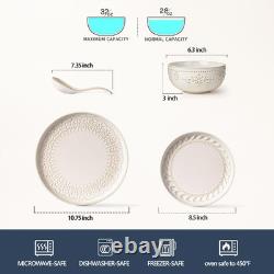 Elegant 16-Piece Ceramic Dinnerware Set for 4, Dishwasher & Microwave Safe