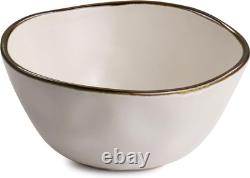 Elegant 16-Piece Matte White Stoneware Dinnerware Set with Gold Rim