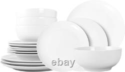 Elegant 16-Piece White Porcelain Dinnerware Set, Chip-Resistant & Dishwasher Saf