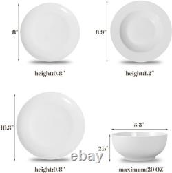Elegant 16-Piece White Porcelain Dinnerware Set, Chip-Resistant & Dishwasher Saf