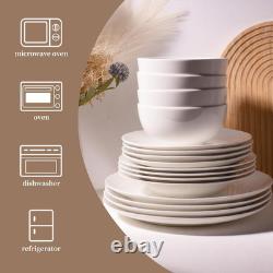Elegant 16-Piece White Porcelain Dinnerware Set, Chip-Resistant & Dishwasher Saf