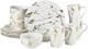 Elegant 16-Piece White Porcelain Dinnerware Set with Gold Accents for 4