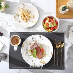 Elegant 16-Piece White Porcelain Dinnerware Set with Gold Accents for 4