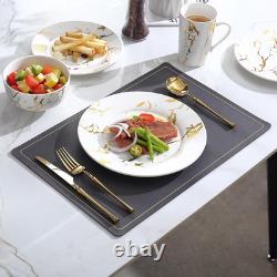 Elegant 16-Piece White Porcelain Dinnerware Set with Gold Accents for 4