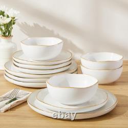 Elegant 16-Piece White Stoneware Dinnerware Set for Stylish Dining