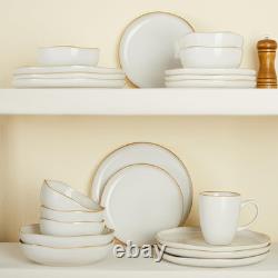 Elegant 16-Piece White Stoneware Dinnerware Set for Stylish Dining