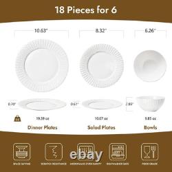 Elegant 18-Piece Bone China Dinnerware Set for 6 White Porcelain