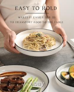 Elegant 18-Piece Porcelain Dinnerware Set for 6 Pure White with Black Rim