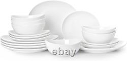 Elegant 18-Piece Snow White Dinnerware Set for 6, Microwave & Oven Safe