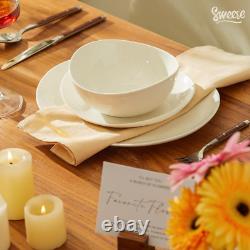 Elegant 18-Piece Snow White Dinnerware Set for 6, Microwave & Oven Safe