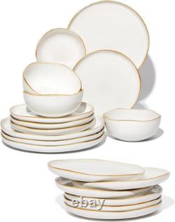 Elegant 18-Piece White Ceramic Dinnerware Set for Stylish Dining
