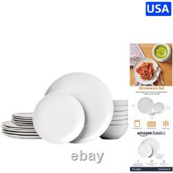 Elegant 18-Piece White Porcelain Coupe Dinnerware Set for 6 Safe for Microwave