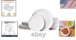 Elegant 18-Piece White Porcelain Coupe Dinnerware Set for 6 Safe for Microwave