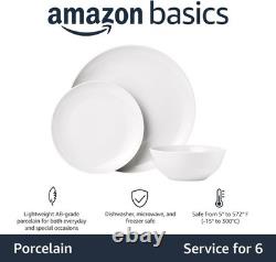 Elegant 18-Piece White Porcelain Coupe Dinnerware Set for 6 Safe for Microwave