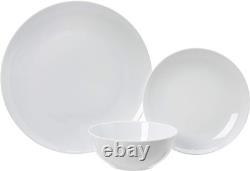 Elegant 18-Piece White Porcelain Coupe Dinnerware Set for 6 Safe for Microwave