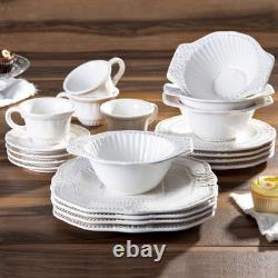 Elegant 20-Piece White Baroque Dinnerware Set for Stylish Dining
