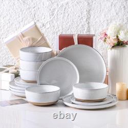 Elegant 22-Piece White Stoneware Dinnerware Set for Home & Kitchen