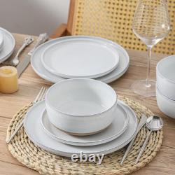 Elegant 22-Piece White Stoneware Dinnerware Set for Home & Kitchen