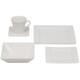 Elegant 30 Pc Square Dinnerware Set Cream White
