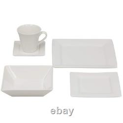 Elegant 30 Pc Square Dinnerware Set Cream White Elegant 30 Pc Square Dinnerware Set Cream White