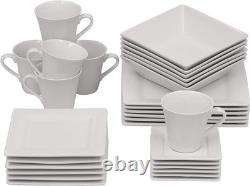 Elegant 30 Pc Square Dinnerware Set Cream White