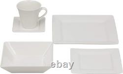 Elegant 30 Pc Square Dinnerware Set Cream White Elegant 30 Pc Square Dinnerware Set Cream White