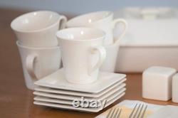 Elegant 30 Pc Square Dinnerware Set Cream White