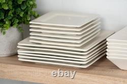 Elegant 30 Pc Square Dinnerware Set Cream White