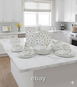 Elegant 32-Piece Premium Porcelain Dinnerware Set for 6 with Gold Rim