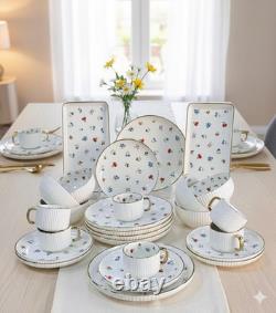 Elegant 32-Piece Premium Porcelain Dinnerware Set for 6 with Gold Rim