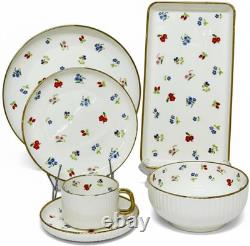 Elegant 32-Piece Premium Porcelain Dinnerware Set for 6 with Gold Rim